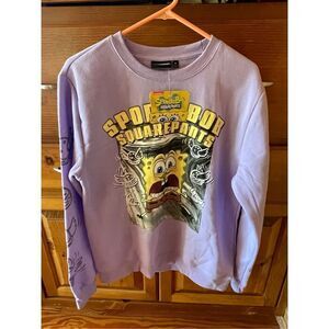 Nickelodeon SpongeBob SquarePants Purple Sweatshirt Crew Neck Size M